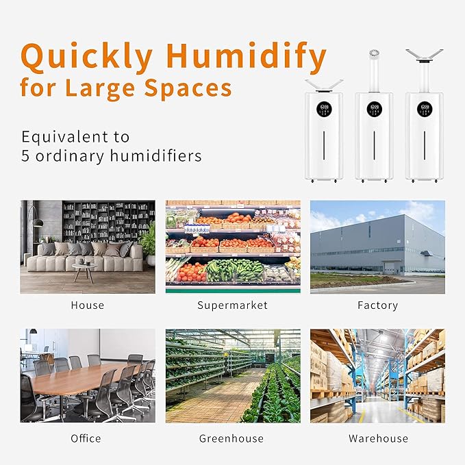 Humidifiers for Large Room Whole House Humidifier for Home 2000 sq.ft, 5.5Gal Cool Mist Top Fill Humidifier Floor Humidifier 21L 2000ML/H Dual 360° Nozzles 3 Speed