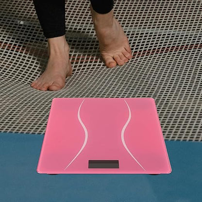 Rechargeable Digital Bathroom Scale for Body Weight High Accuracy Household Weight Scale with Sleek Design for Family Use in Bathroom Bedroom Pink Accent