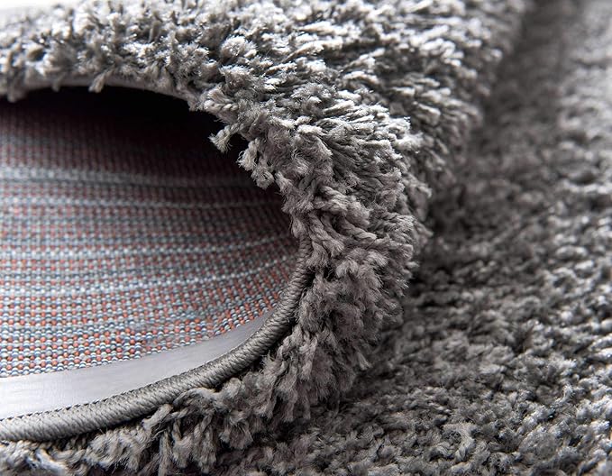 Unique Loom Solid Shag Collection Area Rug (2' 6" x 16' 5" Runner, Graphite Gray)
