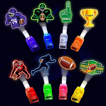 24PCS Football Party Favors-LED Finger Lights：Glow-in-the-Dark Light-Up Toys Bulk for Kids,Football Theme Birthday Party Decorations Supplies,Goodie Bags Stuffers, Classroom Prizes, Fun Gifts