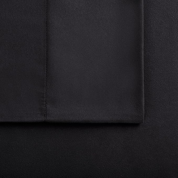 Serta Simply Clean Super Soft Hypoallergenic Stain Resistant Deep Pocket 4 Pieces Solid Bed Sheet Set, Queen, Black