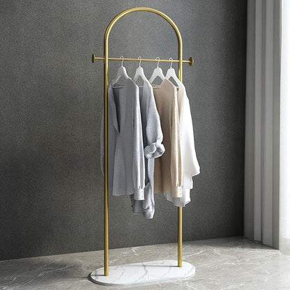 Gold Clothing Rack, Small Clothes Rack with Marble Base, Heavy-duty Coat Racks Freestanding for Boutiques,Modern garment racks for hanging clothes,Can Hang Jacket Garment, Hat, Scarf 20.5" W
