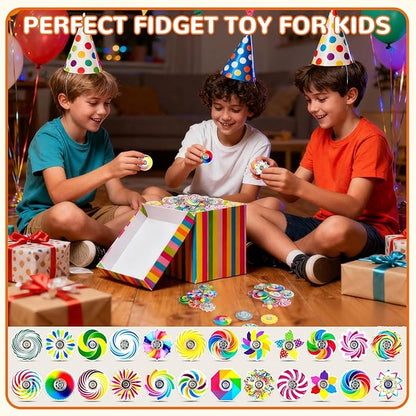 SCIONE 52 Pack Mini Fidget Spinner Toys,Mini Sensory Fidget Toys Bulk Kids with Autism,Rainbow Party Favors for Kids Birthday Party Favors,Goodie Bags Stuffers,Treasure Box Toy Classroom Prizes