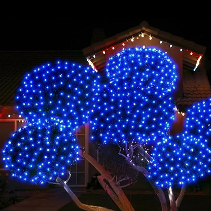 WBao Christmas Lights, 200LED 8.4ft x 5.2ft Net Lights Outdoor Mesh Light with 8 Modes, Timer, UL Certified, End to End Connectable, Waterproof for Lawn, Bushes Outdoor Christmas Decorations, Blue