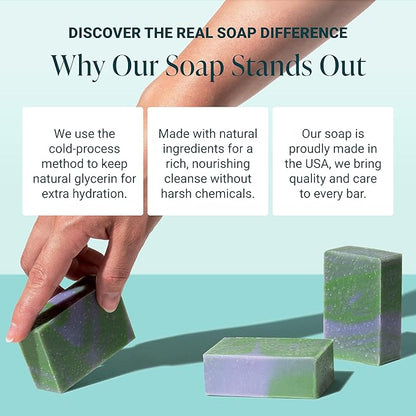 The Bubble Factory Handmade Soap, All Natural Soap for Women & Men, Hand, Bath & Body Natural Bar Soap, Vegan, Palm Oil Free, Made in USA with Shea Butter + Essential Oils, Lavender Rosemary, Single