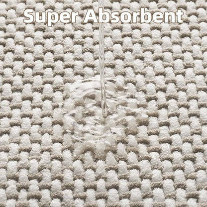 PADOOR-Bath Mat-Super Absorbent Chenille Bathroom Mats-Rubber Backed Bath Mats for Bathroom Non Slip, Easy Clean Bathroom Rugs Front of Bathtub,Shower Room,Sink-24×36, Beige&Cream