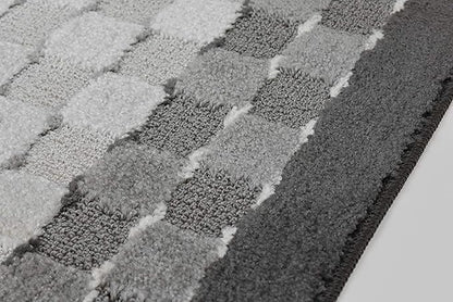 Custom Cut Hallway Runner Rug, Slip Resistant, 31 Inch Wide X Your Choice of Length, Checkered Anthracite, 31 Inch X 7 feet