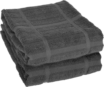 All-Clad Solid Kitchen Towels: Highly Absorbent, Super Soft Long Lasting - 100% Cotton, 17"x30" Tea Towels for Cleaning & Drying Dishes, Pans, Glassware, or Countertops, (2-Pack), Pewter