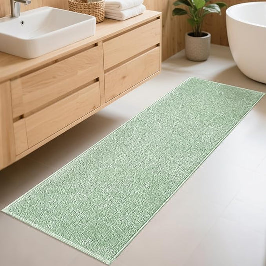 Bathroom Runner Rugs, Thin Absorbent Non-Slip Bath Mat, Quick Dry Low Pile Mats for Bathroom Floor Front of Bathtub,Shower Room,Sink,24"×72",Sage Green