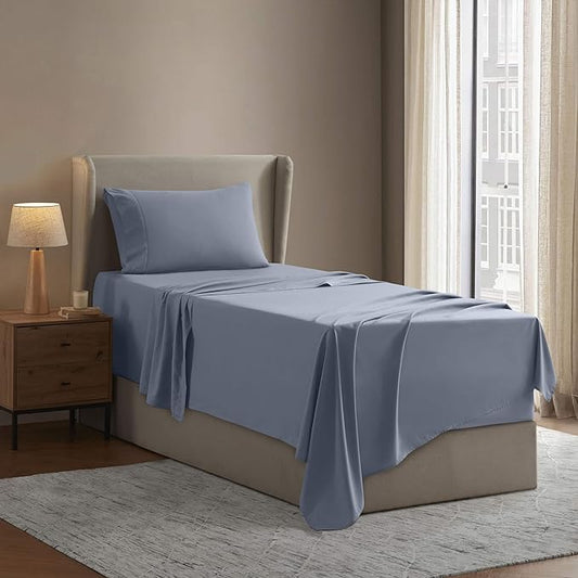 Nestl Twin XL Sheet Set - College Dorm Size - Luxury 1800 Ultra-Soft Microfiber Twin Extra Long Bed Sheets - Deep Pockets - Easy Fit - Extra Soft - 3 Piece Set (Twin XL, Stone Blue)