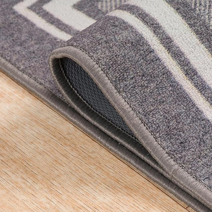 Beverly Rug Non Slip Area Rugs 2x7 Modern Bordered Non Skid Rubber Backing Soft Runner Rug for Living Dining Room Easy to Clean Non Shedding Kitchen Bedroom Indoor Carpet 2 x 7 Gray