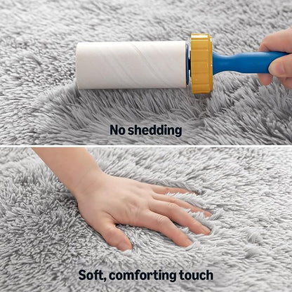 Amazon Basics Fluffy Washable Area Rug, Shaggy Carpet for Living Room, Bedroom, 4' W × 6' L, Gray