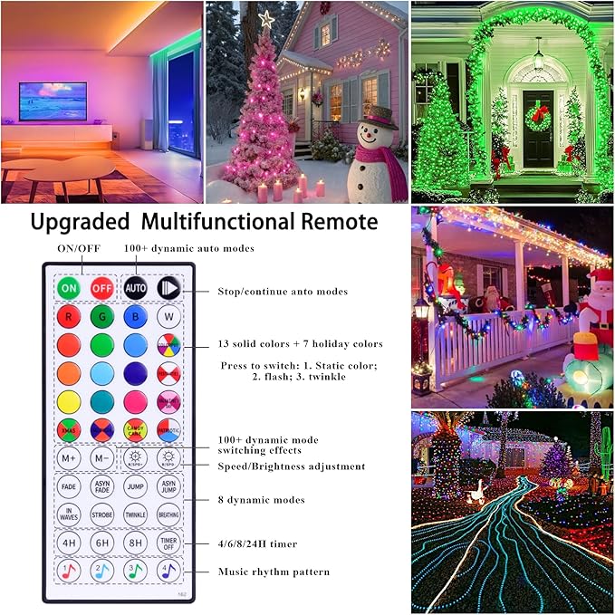 99ft Rope Lights for Outside, 300 LED String Light Outdoor Waterproof Plug in with Remote & APP Control, 16 Million Colors Changing Music Sync Fairy Lighting for Indoor Bedroom Christmas Decor