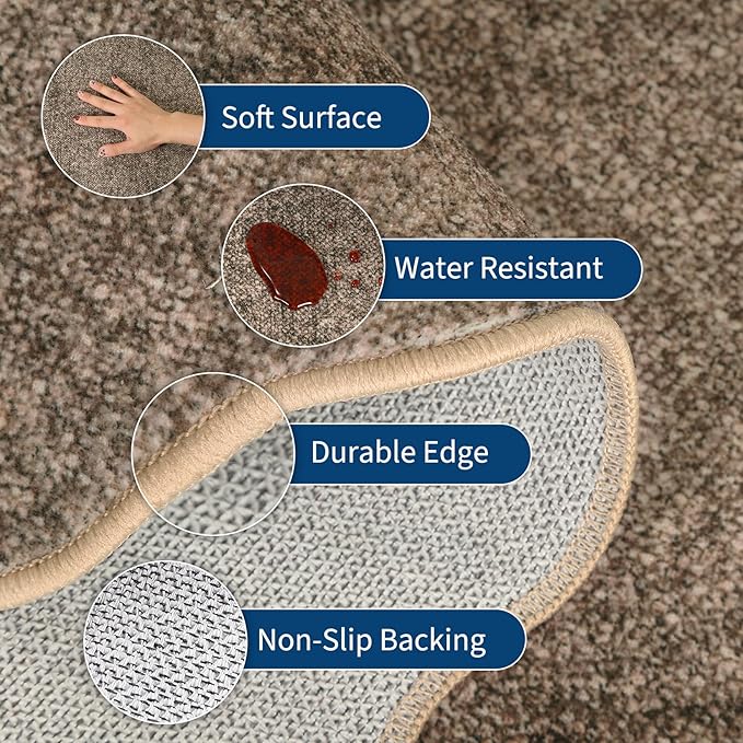 GarveeHome Scalloped Washable Area Rug 4x6 Small Entryway Rug Non Slip Modern Soft Accent Rugs for Bedroom Nursery Low Pile Stain Resistant Carpet for Office, 4 ft x6 ft