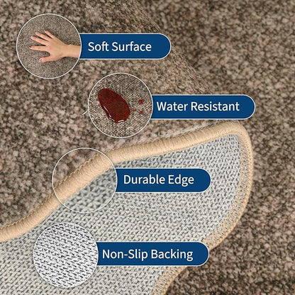 GarveeHome Scalloped Washable Area Rug 4x6 Small Entryway Rug Non Slip Modern Soft Accent Rugs for Bedroom Nursery Low Pile Stain Resistant Carpet for Office, 4 ft x6 ft