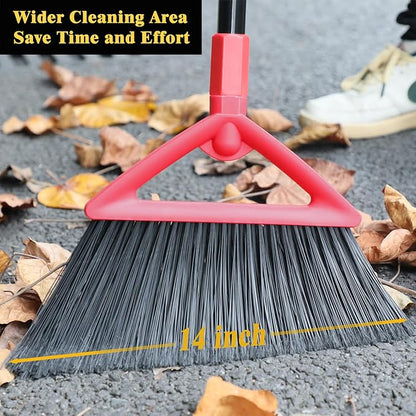Heavy Duty Broom Outdoor and Indoor, 2 Pack Upgraded Commercial Angle Brooms, Perfect Red Broom of House, Kitchen, Garage, Courtyard