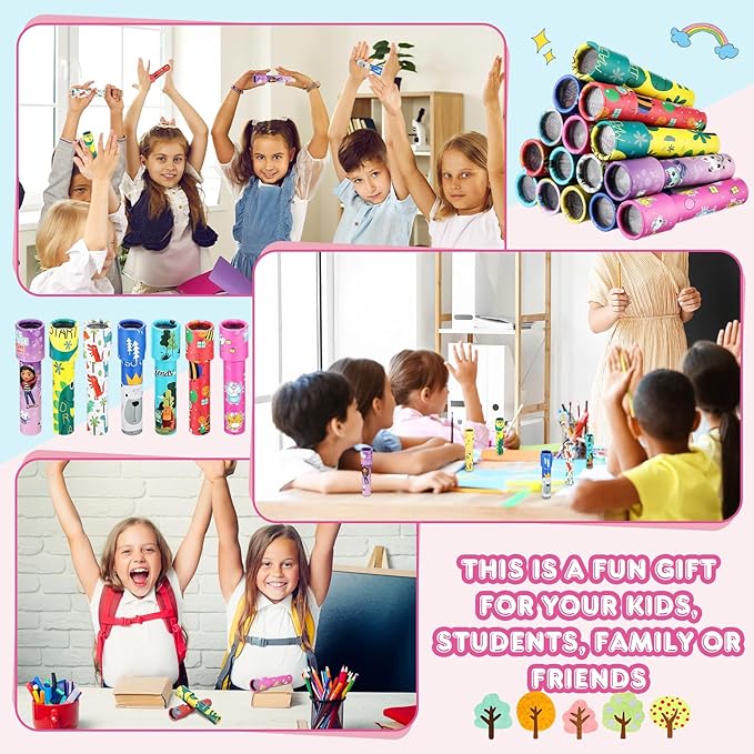 Jerify 100 Pcs Classic Kaleidoscopes Bulk Kids Birthday Party Favor Educational Kaleidoscope Toy Return Gift Retro Goody Bag Fillers for School Classroom Carnival Prizes, Random Pattern