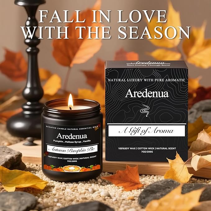 Vanilla Pumpkin Candle – Warm Holiday Pumpkin Scent, Christmas Winter Seasonal Candles for Home, Hand-Poured Soy Candle for Christmas Décor & Cozy Gifting