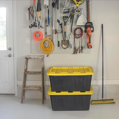 CX BLACK & YELLOW, 27-Gallon Heavy Duty Tough Storage Container & Snap-Tight Lid, (14.3H x 20.6W x 30.6D), Weather-Resistant Design and Stackable Organization Tote [2 Pack]