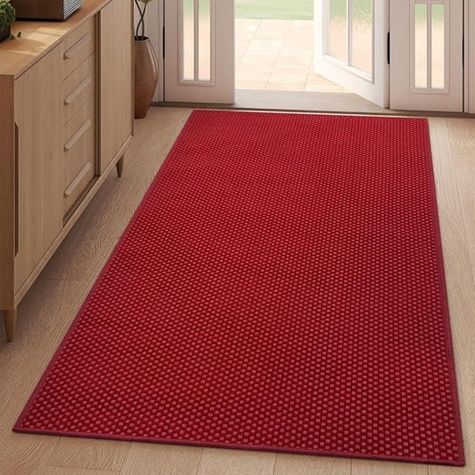 YDKGL 3x5 ft Area Rug Entryway Runner Rug Non Slip Washable, Boho Woven Kitchen Runner Rugs Door Mat Entry Rugs Carpet for Indoor Foyer Backdoor Hallway Floor Bedroom Living Room, Red