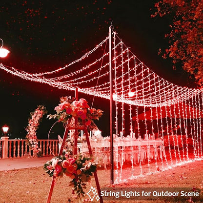 2 Pack Halloween String Lights Battery Operated with Timer, 66FT 200 LED Waterproof Battery Twinkle Lights, 8 Modes Fairy Light for Indoor & Outdoor Party Bedroom Garland Tree Christmas Decor (Red)
