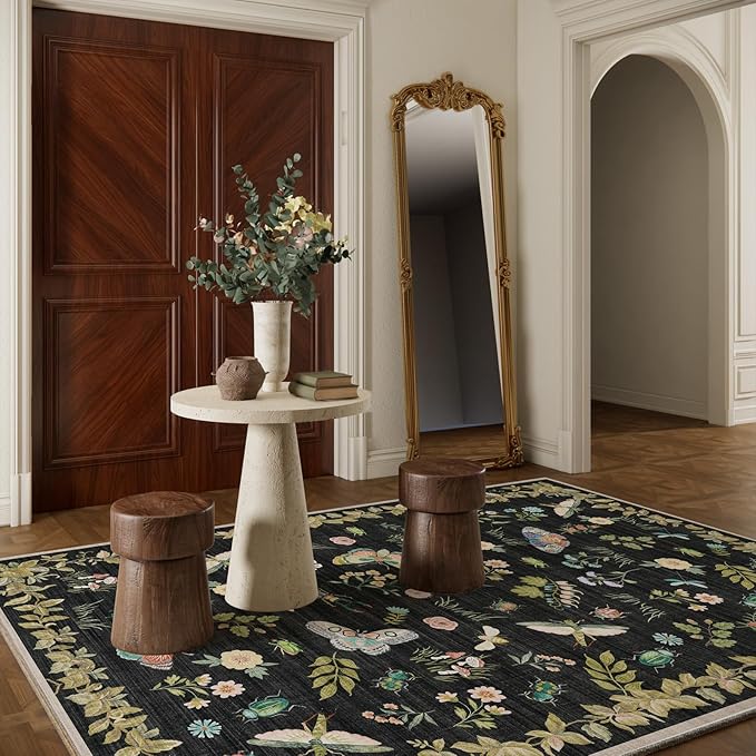 Machine Washable Rugs for Living Room: 6x9 Area Rugs Stain Resistant Non Slip Low Pile Lightweight Soft Carpets Rug for Bedroom Kitchen Dining Room Nursery Kids Room Farmhouse Home Office Indoor