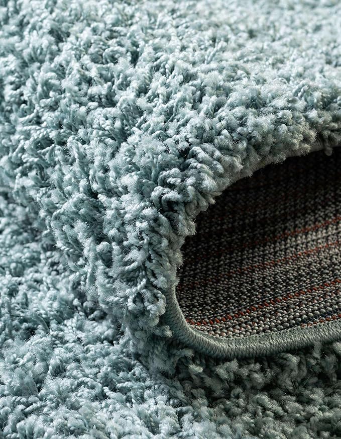 Unique Loom Solid Shag Collection Area Rug (3' 3" x 5' 3" Oval Light Slate Blue)