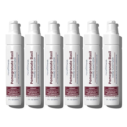 Pomegranate Basil Lotion Hand Sanitizer | Travel Size | Moisturizing Hand Lotion | Made with Aloe Vera & Essential Oils | Rich in Vitamin E | Cleanse & Moisturize | Scented Hand Sanitizer | 6-Pack