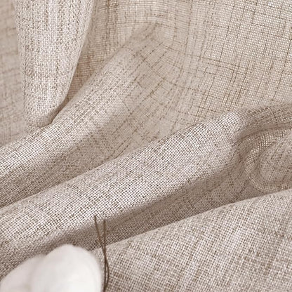 YoungsTex Short Natural Linen Curtains 45 Inch Length 2 Panels Pinch Pleated Light Filtering Textured Window Drapes for Bedroom Kitchen Cafe Privacy Back Tab, 40 X 45 Inch