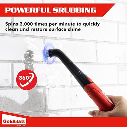 Goldblatt Electric Spin Scrubber Cordless, Power Scrubber with Battery Indicator Light, IPX6 Waterproof, Electric Cleaning Brush for Grout, Tile, Bathroom, Kitchen, Tub Cleaning