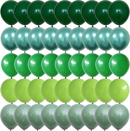 Togvu Green Balloons, 60 Packs 12 Inch Different Shades Dark Emerald Lime Metallic Chrome Olives Sage Latex Balloons for Birthday, Baby Shower, Jungle Safari Party Decoration QQ-5023