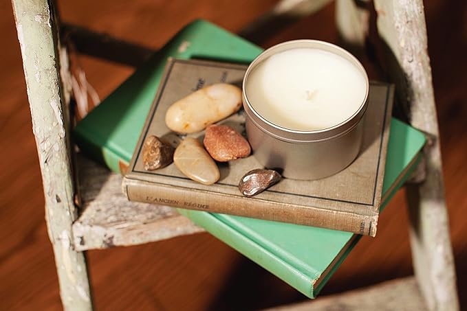 AIRA Soy Candles - Organic, Kosher, Vegan, Tin Candle w/Therapeutic Grade Essential Oil Blends - Hand-Poured 100% Soy Candle Wax - Paraffin Free, Burns 60+ Hours - Hazelnut Latte -8 Ounces