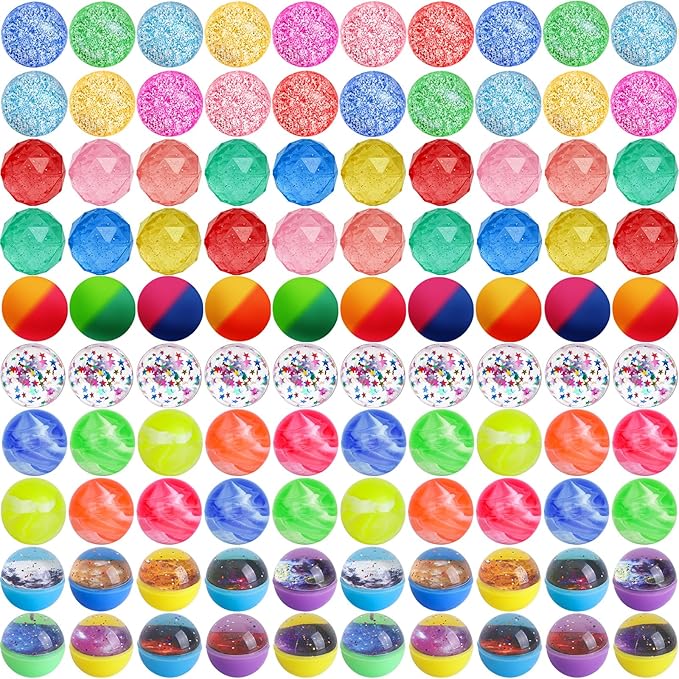 144 Pcs Bouncy Balls Bulk 32mm Bounce Balls 6 Styles High Bouncing Balls Toys for Kids Party Favors Birthdays Gift Classroom ssorted Colorful High Bouncing Ball for Boys Gilrs Birthday Carnival Prizes