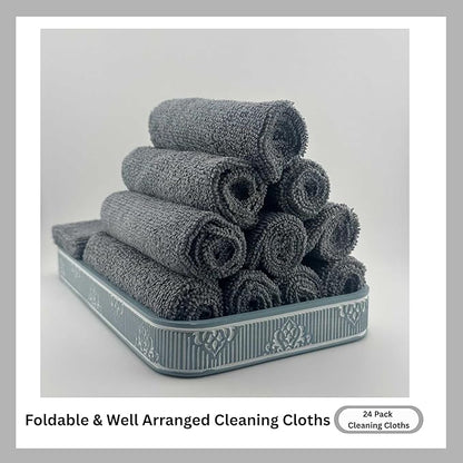 Microfiber Cleaning Cloth for Kitchen & households, Towels for Cars. (300gsm) (Pack of 24 Gray)