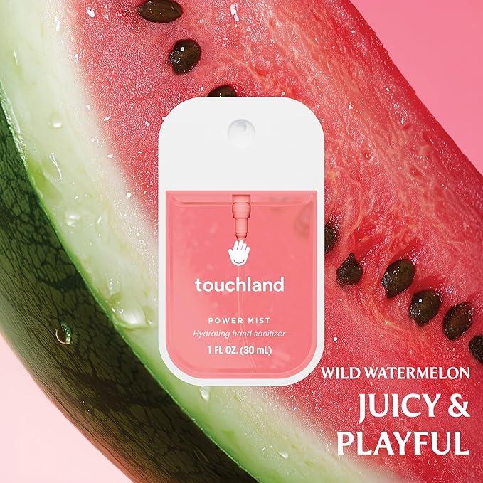 Touchland Power Mist Hydrating Hand Sanitizer Spray, JUICY Trio Set (Watermelon, Peach, Berry), 1 FL. OZ. Travel Size (Set of 3)