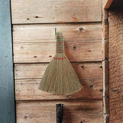 Sosoport Natural Straw Whisk Broom with Handle Handheld Braided Brush for Indoor Cleaning High-Density Bristles for Sweeping Floors Furniture Beds in Living Bedroom Kitchen and Sturdy
