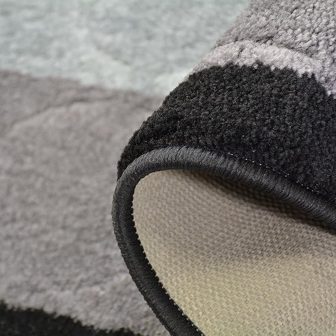 Washable Custom Size Runner Rug Circles Abstract Design Extra Long Runner Rugs for Hallways 26 Inch Wide x Pick Your Size by Feet Slip Skid Resistant Rubber Back (Circle Grey, 12 ft x 26 in)