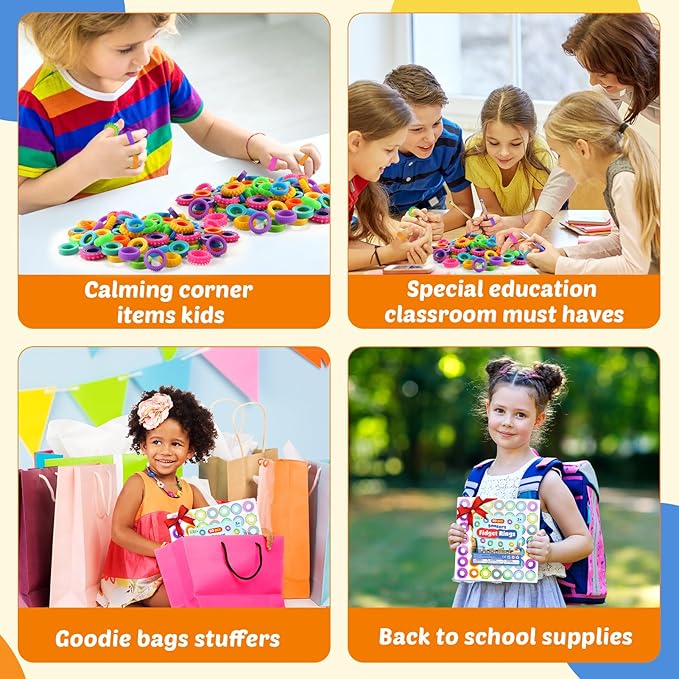 Fidget Toys Party Favors for Kids: 50 Pack Spinner Rings Bulk - Treasure Box Stress Toys for Teacher Classroom Prizes - Easter Basket Stuffers Bulk for Birthday Party Gifts