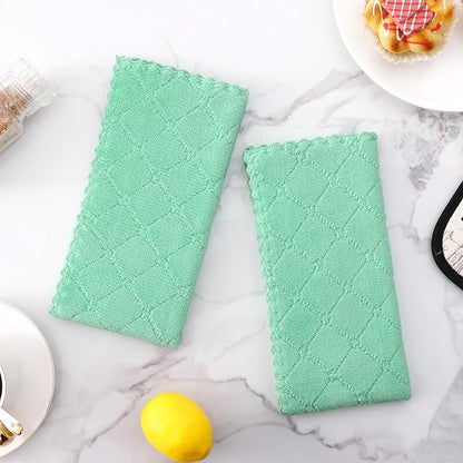 Homaxy 12 Pack Dish Towels for Kitchen (10 x 20 Inches, Green), Super Soft and Absorbent Coral Velvet Dish Cloths for Washing Dishes, Nonstick Oil Fast Drying Microfiber Cleaning Cloth