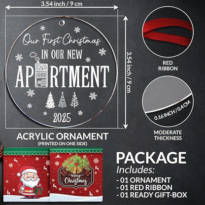 Our First Christmas in Our New Apartment 2025 Xmas Ceramic Ornament - Apartment Decor House Warming Gifts 1st Apartment Christmas Ornament Idea for New House Housewarming Couple & Family Xmas Gifts
