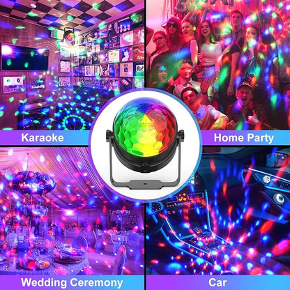 Disco Ball Party Lights, Sound Activated with Remote Control Dj Lighting, Rotating Disco Ball Light for Party Birthday Christmas Decorations Light