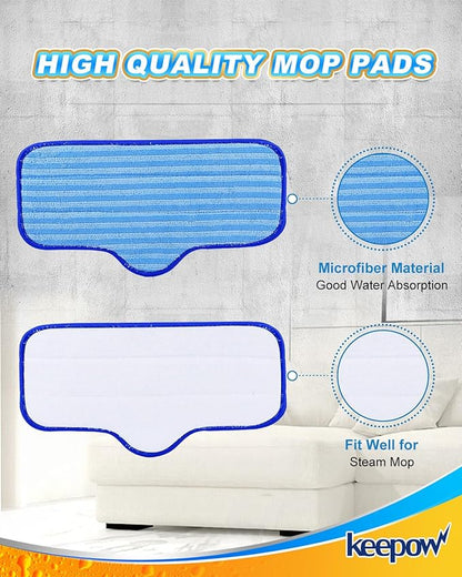 KEEPOW Washable Microfiber Pads Compatible with Dupray Neat Steam Cleaner, Steam Mop Pads Accessories for Dupray Neat Steam Cleaner, 6 Pack Reusable Steamer Pads Replacement