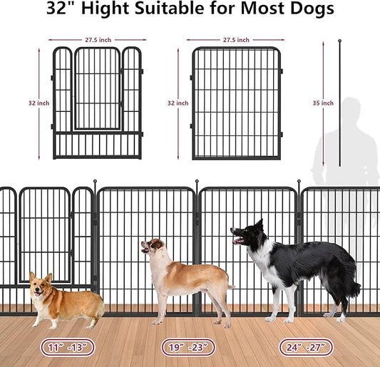 Dog Playpen 32" Height 16 Panels Portable Pet Fence Outdoor for Yard Indoor Dog Pen Outdoor for Medium/Small Animals, Large Pet Puppy Playpen Heavy Duty Pet Fence for RV Camping, Yard