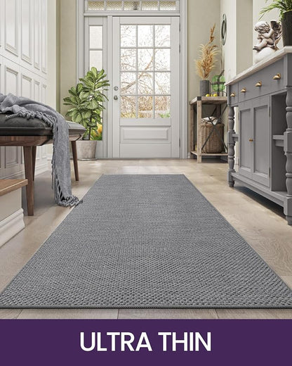 DEXI Hallway Runner Rug 2'4''x8', Non Slip Rubber Backed Runners Carpet, Ultra Thin Entryway Rugs Indoor for Kitchen Hallway Entrance Bedroom, Grey