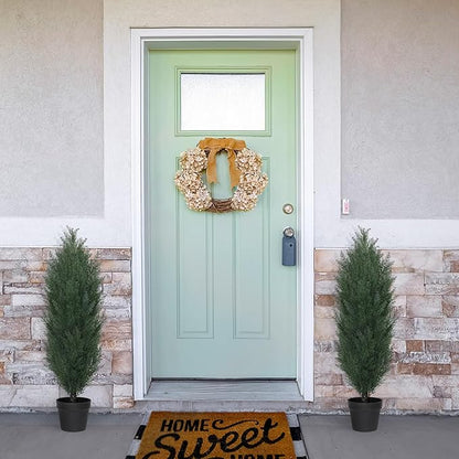 THE BLOOM TIMES 3ft Topiary Trees Artificial Outdoor Set of 2, UV Resistant Faux Cedar Pine Cypress Bushes & Shrubs, Fake Plants for Front Porch Outside Planter Patio Christmas Decor 3 Foot Tall