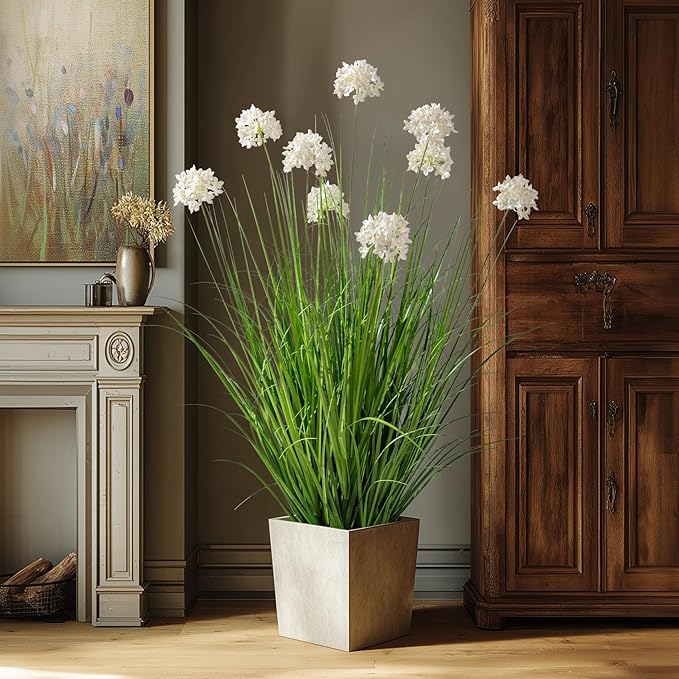 36in Lifelike Artificial Tall Grass Plant with 9 Lifelike Dandelion Flower and Non-Toxic,odorless Fake Tall Frass Plant Fake Plants for Indoor Decoration,Home Decor