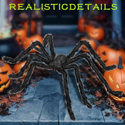Halloween Decorations Outdoor, 2PCS 79" Scary Giant Spiders, Halloween Party Decorations, Large Haunted House Props,Yard Lawn Decorations Indoor Black