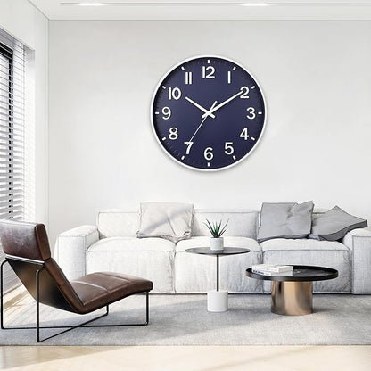 HZDHCLH Wall Clocks Battery Operated,Wall Clock Navy Blue,10 inch Wall Clock Silent Non Ticking Modern 3D Numbers for Kitchen Bedroom Living Room Office Classroom Decor