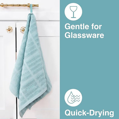 All-Clad Solid Kitchen Towels: Highly Absorbent, Super Soft Long Lasting - 100% Cotton, 17"x30" Tea Towels for Cleaning & Drying Dishes, Pans, Glassware, or Countertops, (2-Pack), Rainfall