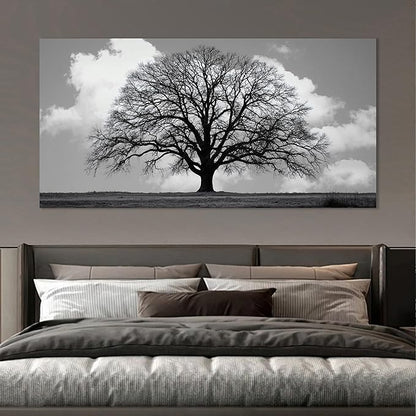 Trogonup Black and White Tree of Life Wall Art for Bedroom Modern Botanical Landscape Pictures for Living Room Office Canvas Prints Ready to Hang 29"x58"